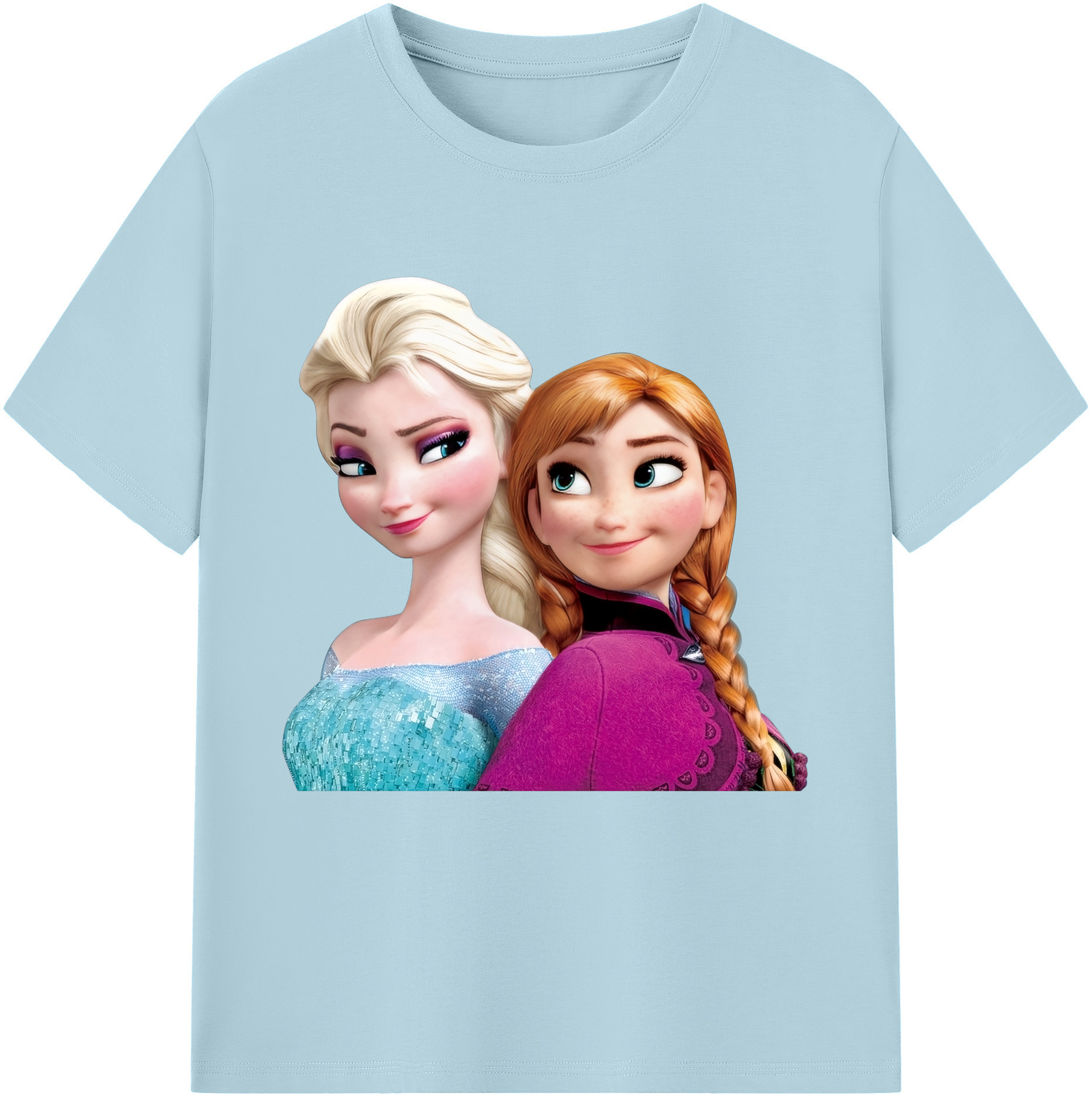 （画像用） アナと雪の女王 アンナ エルサ Frozen Anna Elsa 綿100％半袖Tシャツ（フロントプリント）